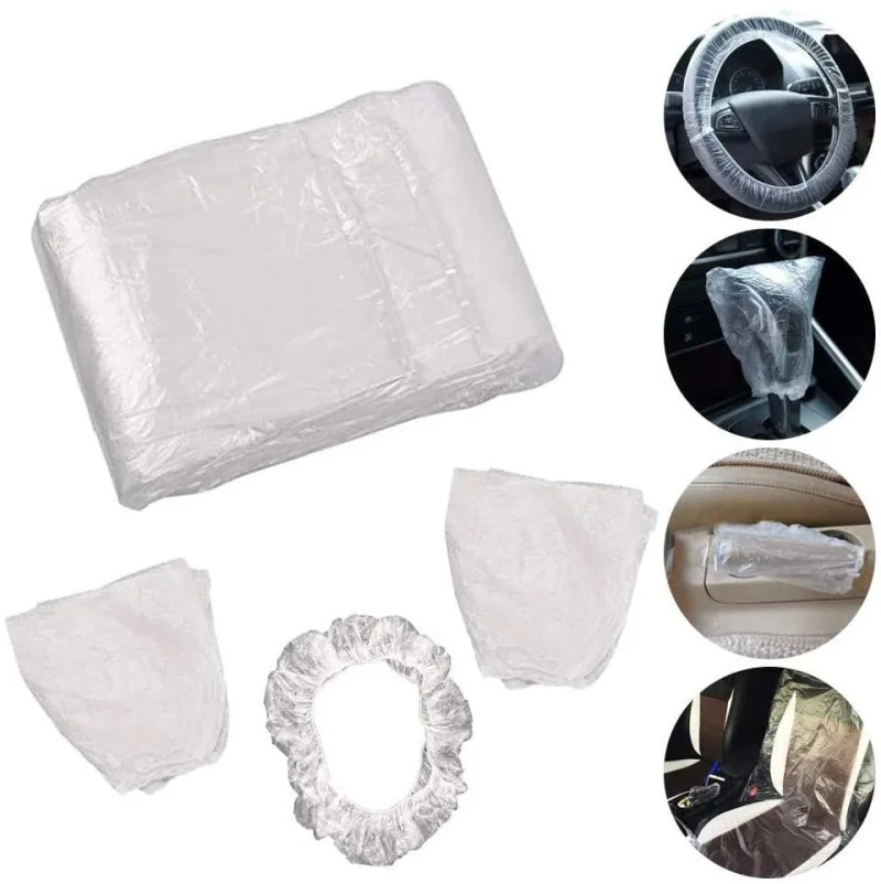 Universal 5 in 1 set Car Disposable PE Plastic Seat Cover Clear Plastic Seat Covers for Cars