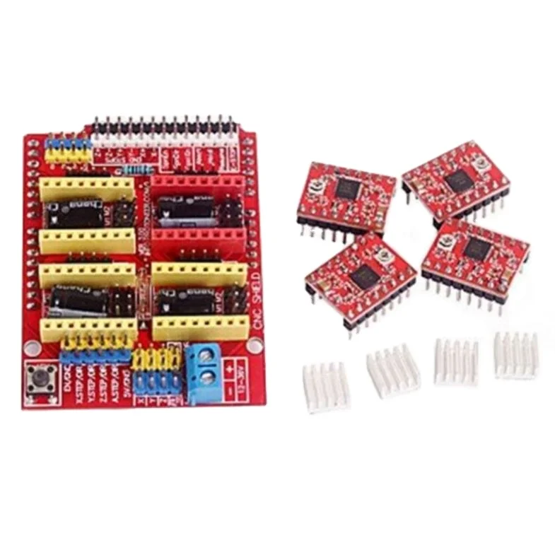 Cnc 3d Printer Kit Reprap 4pcs A4988 Stepper Motor + 1pcs Shield V3 Engraving Hine Expansion Board