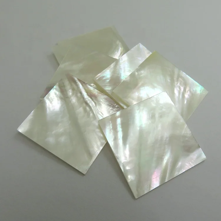30X30X1.5MM Double Flat Shell Natural White Mother Of Pearl Square Sheet Gemstone For Jewelry Making