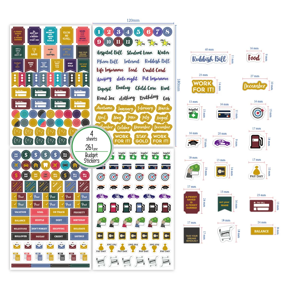custom  Aesthetic Planner Stickers printing  Gold Foil Design Accessories for Journal and Calendar kiss cut sheet  printing