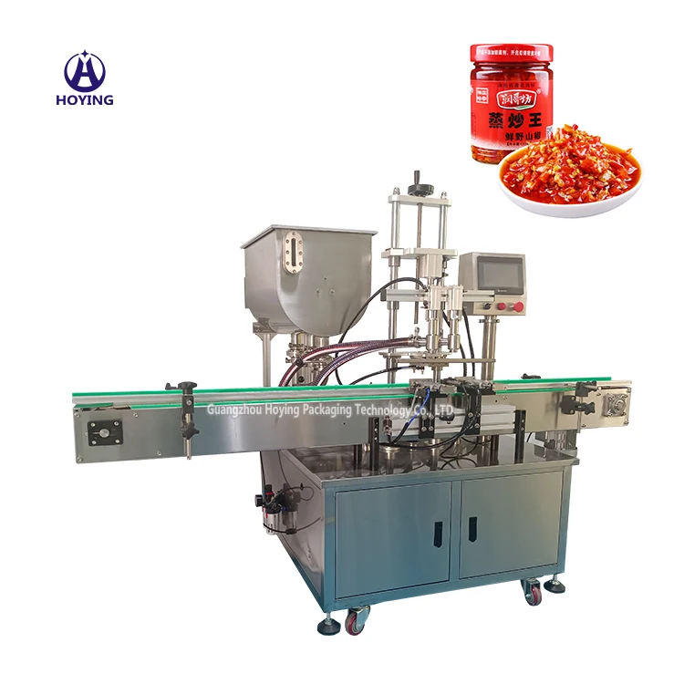 Автоматическая машина для наполнения овощей супом с двумя насадками, пластиковая стеклянная банка для бутылок, соус Чили, машина для наполнения горячим джемом с большим мешалкой