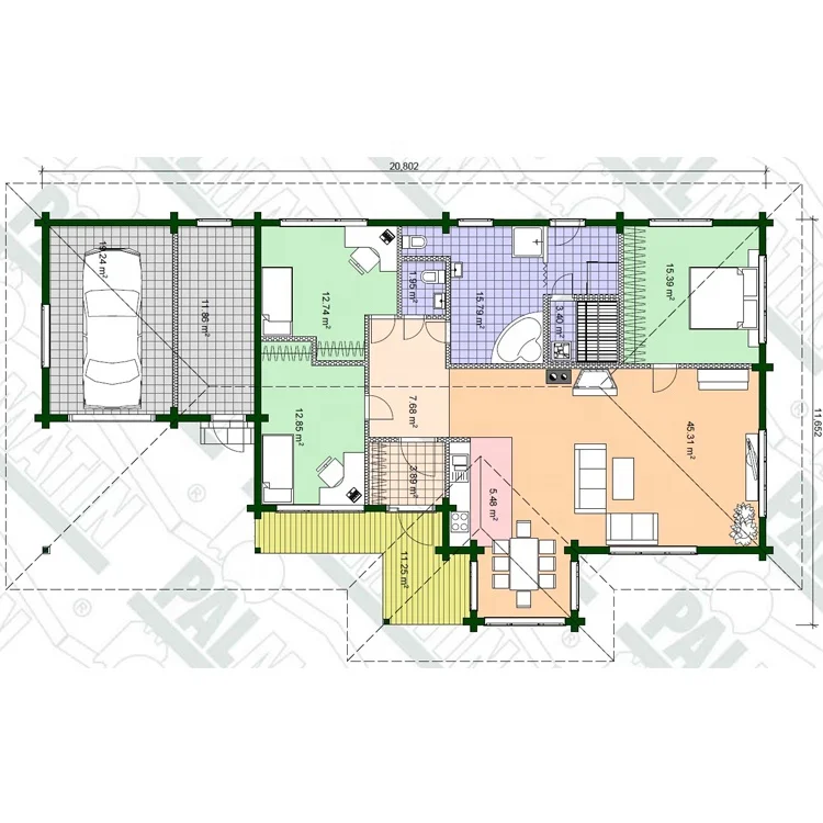 low cost prefab wooden house cottage with garage