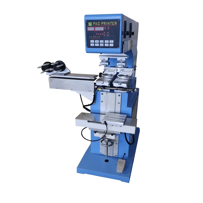 Automatic Pneumatic Closed Ink Cup Pad Printer Two Colors Cloth Label Helmet Printing Core Motor Components Both New Used