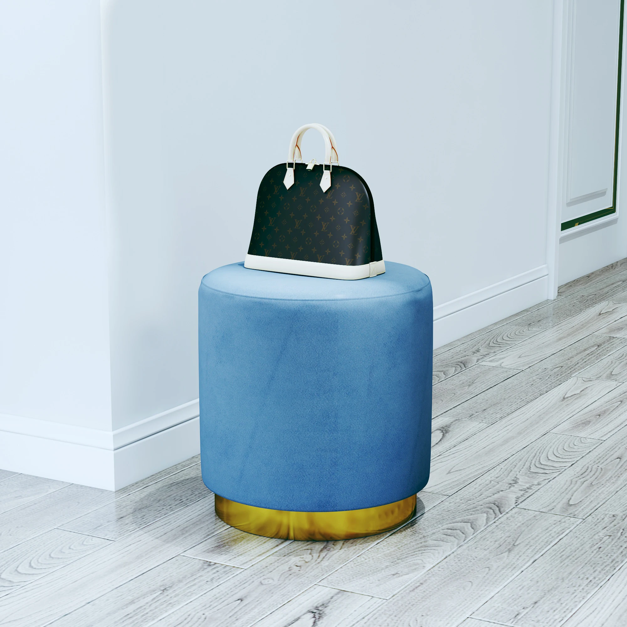 RTS Velvet Stool Tufted Soft Ottoman Round Stool Pouffe Ottoman Footstool repose-pied velour tabouret