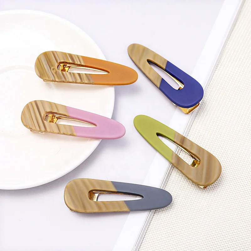 2022 New Arrivals Korean candy resin acrylic acetate Wood grain hair clip accessories clip hairpins bobby pins