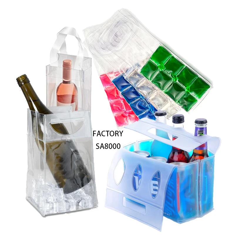 pvc wine cooler bag Gel Wine Bottle Chill Cooler Chiller Sleeve Wine Pouch Cooler  with Handle for Party Outdoor Champagne1