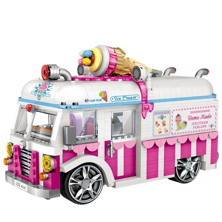 
Loz Educational small Bricks mini Vehicle Assemble model Hot dog shop ice cream truck police car Legoed building blocks for kid 