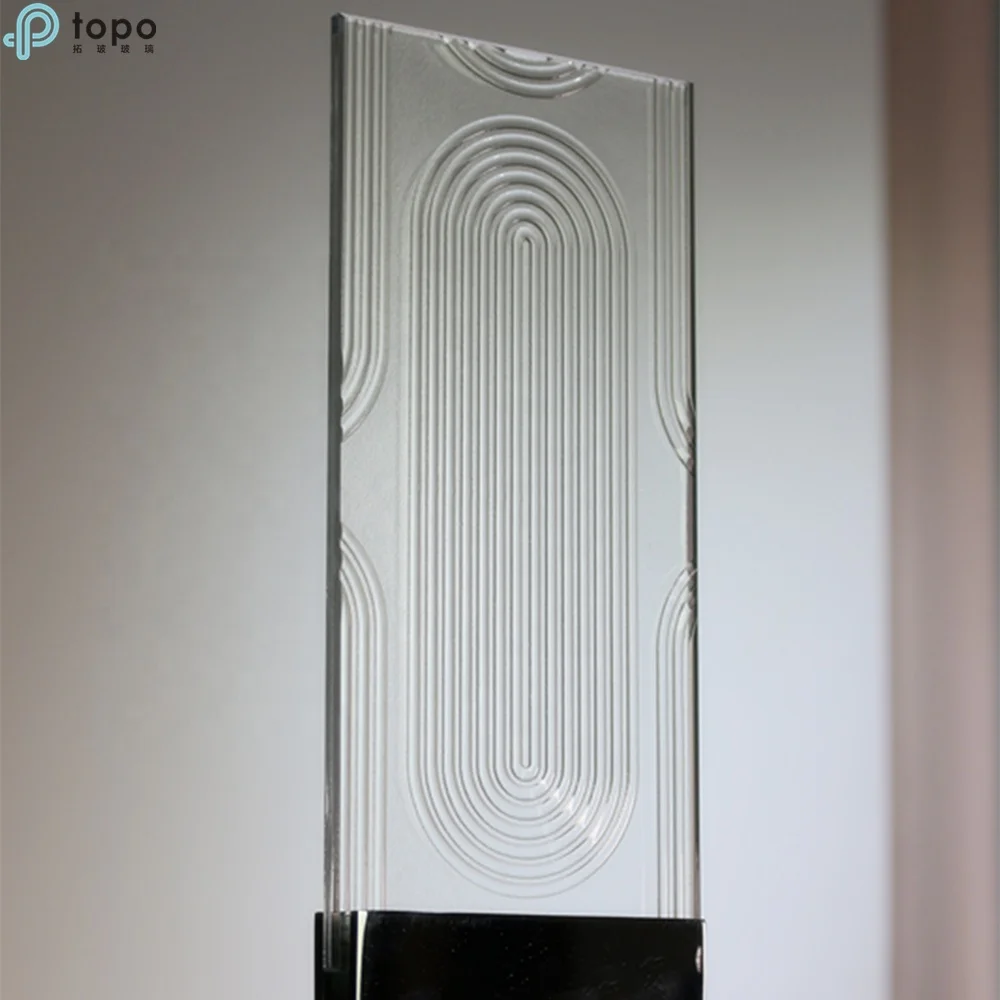 
6mm Golden Yellow Fusing Embossed Patterned Rolled Art Decor Glass for Bathroom (MR-SJ-2001) 