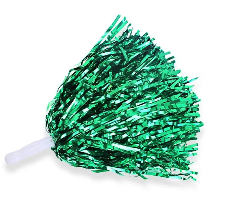 Metallic cheerleading poms for kids, cheering pom with baton handle for adults team spirit sports game