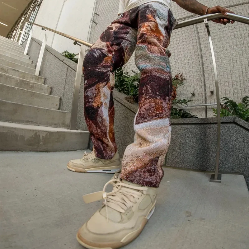 New Design Woven Baggy Hip Hop Men Tapestry Pants