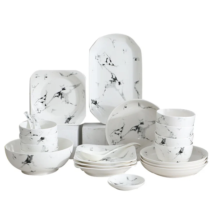 Antique Banquet Dinnerware Exclusive Dinnerware Set White Horeca Crokery Dinner Set Tableware Chinese Ceramic