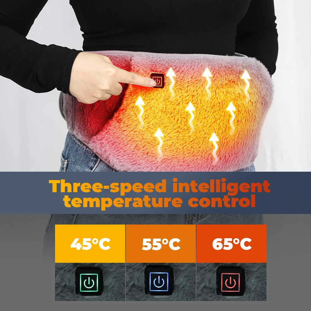 Paides Hand Warmer Belly Heated Belt Period Cramp Pain Relief Warm Uterus Belt USB Waist Abdominal Menstrual Heat Pad
