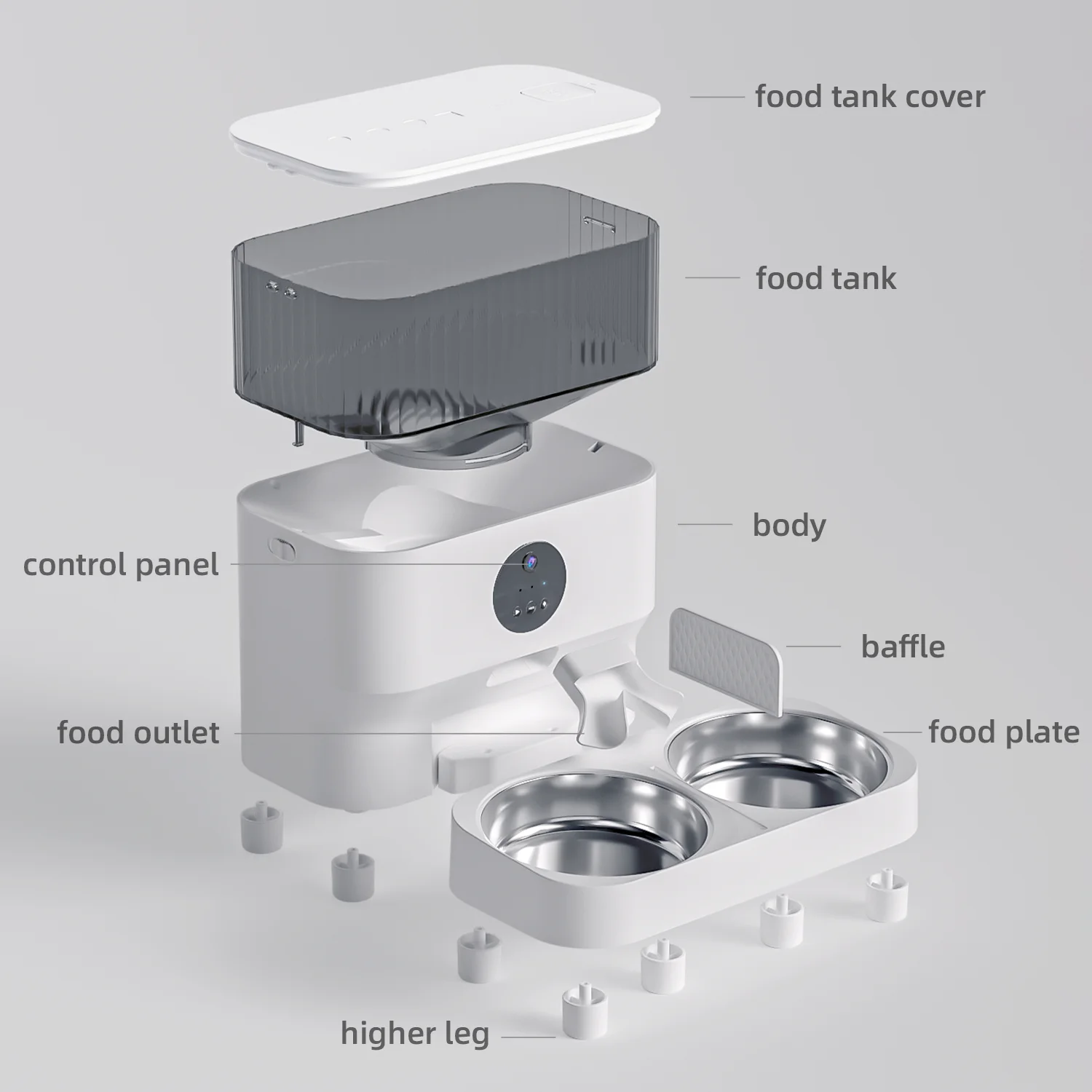 high quality 5l plastic stainless steel single double bowl automatic smart pet feeder