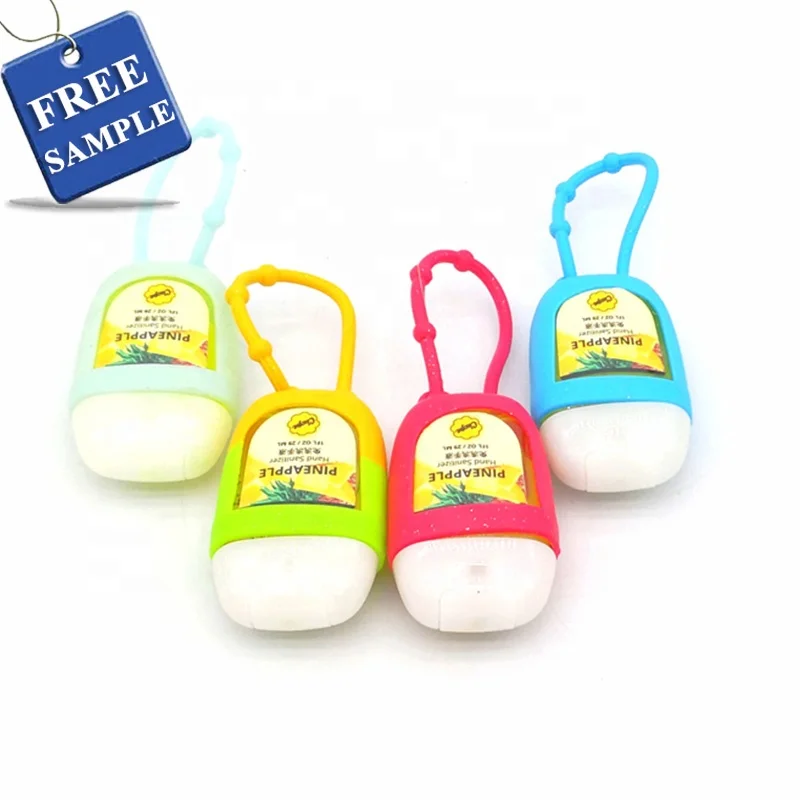 1OZ FL 29ml alcohol 75% 62% Portable Waterless Hand Sanitizer Gel with Silicone Hanging Holder keychain