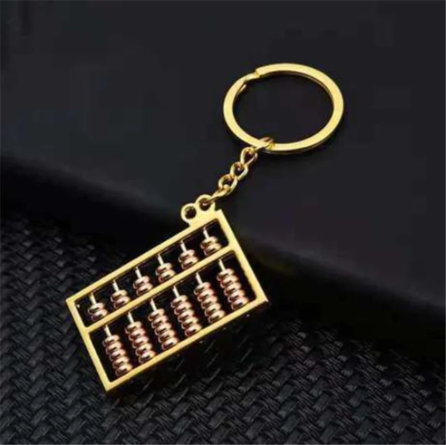 Hot selling ring metal key pendant mini abacus custom metal pop keychain cute