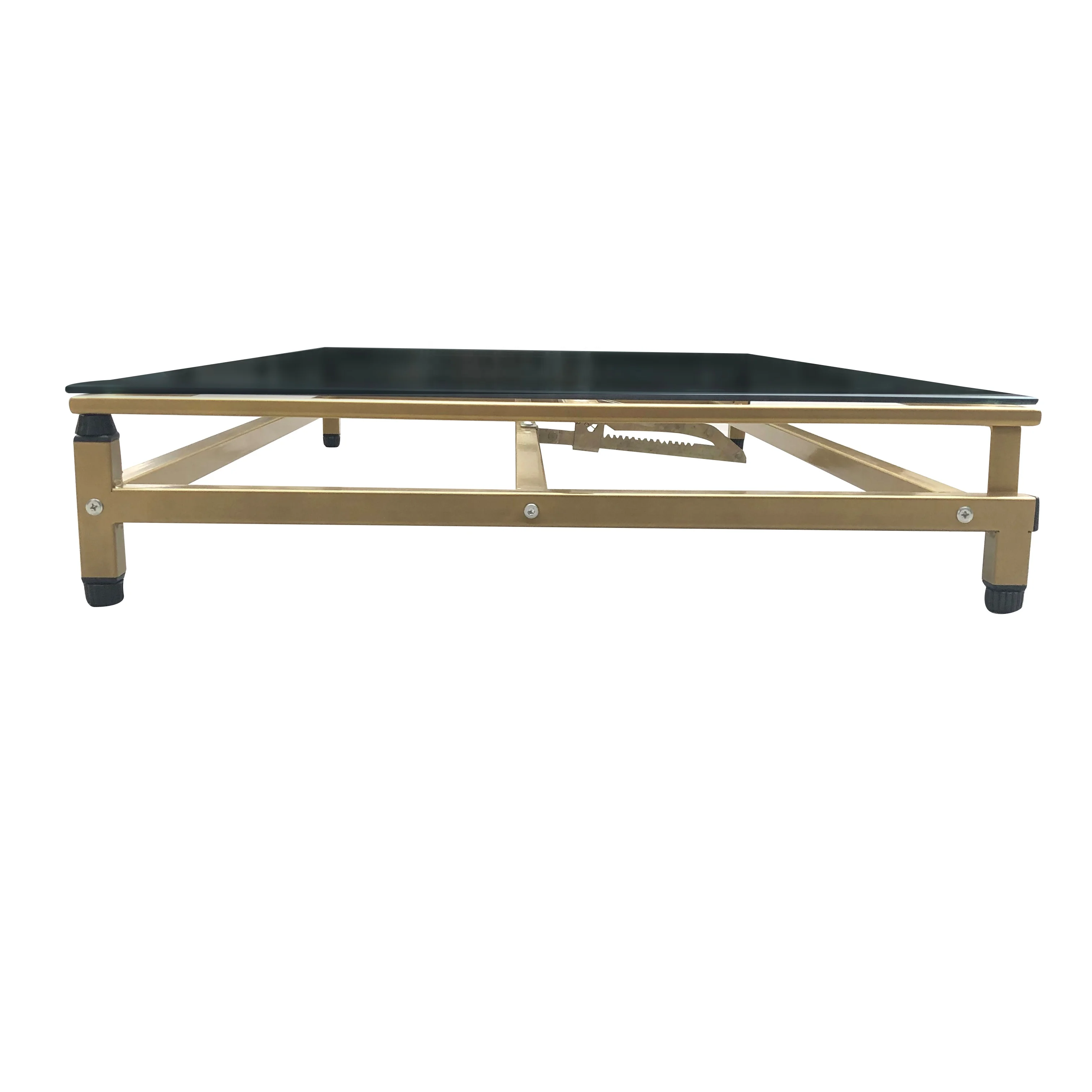 
New Design Golden Metal Frame Glass Drafting Table For Drawing 