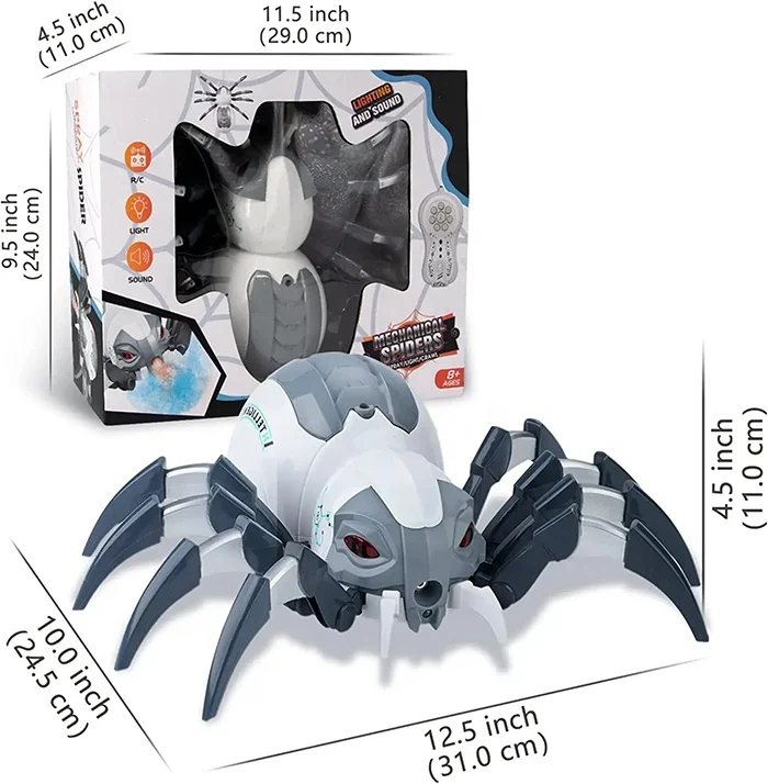 Rc Toy Spray Lights Bot Black Widow Spider Realistic Robot Toy Rc Animals Remote Control Spider Toy With Music For Boy