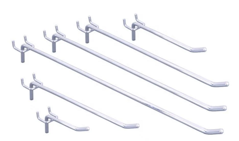 Chrome Finished Supermarket Metal  Display Hanging  Pegboard Hook for punched board