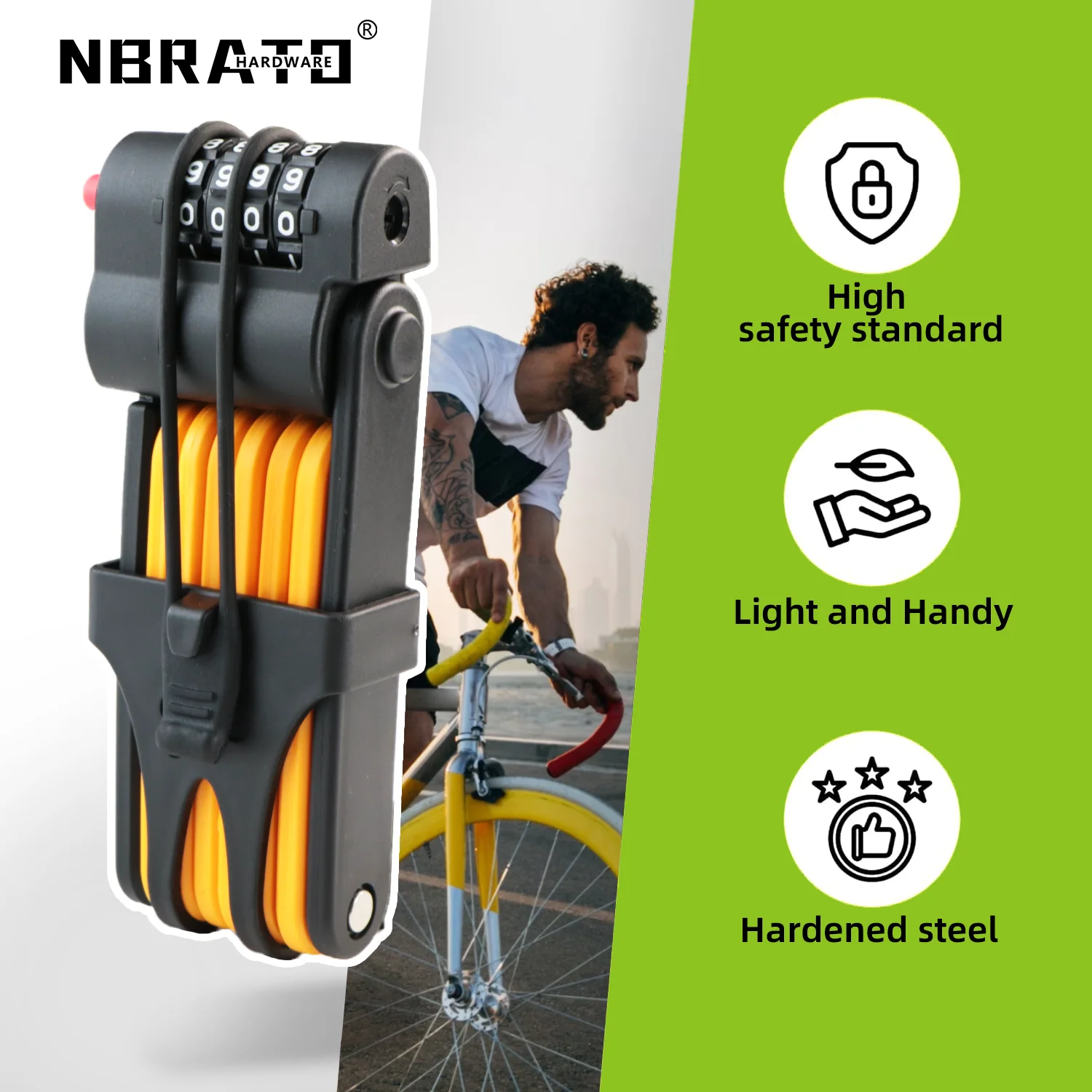 German Security Standard Motorcycle 85cm cycle Scooter Foldable Bicycle Lock with Mounting Bracket