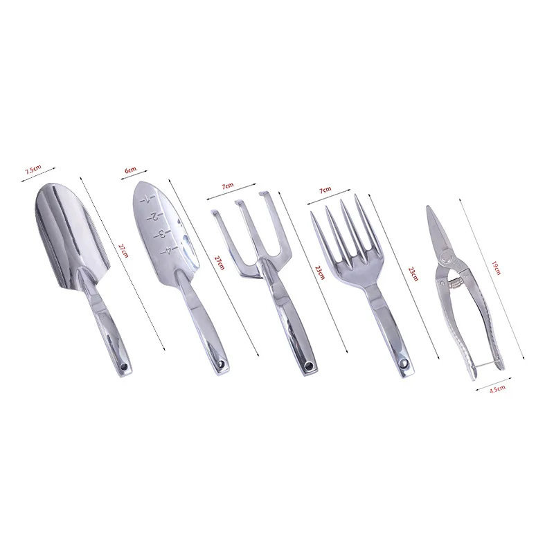 Magnesium Aluminum Alloy Shovel Loosening Rake Planting Flowers Thickened 5-Piece Set