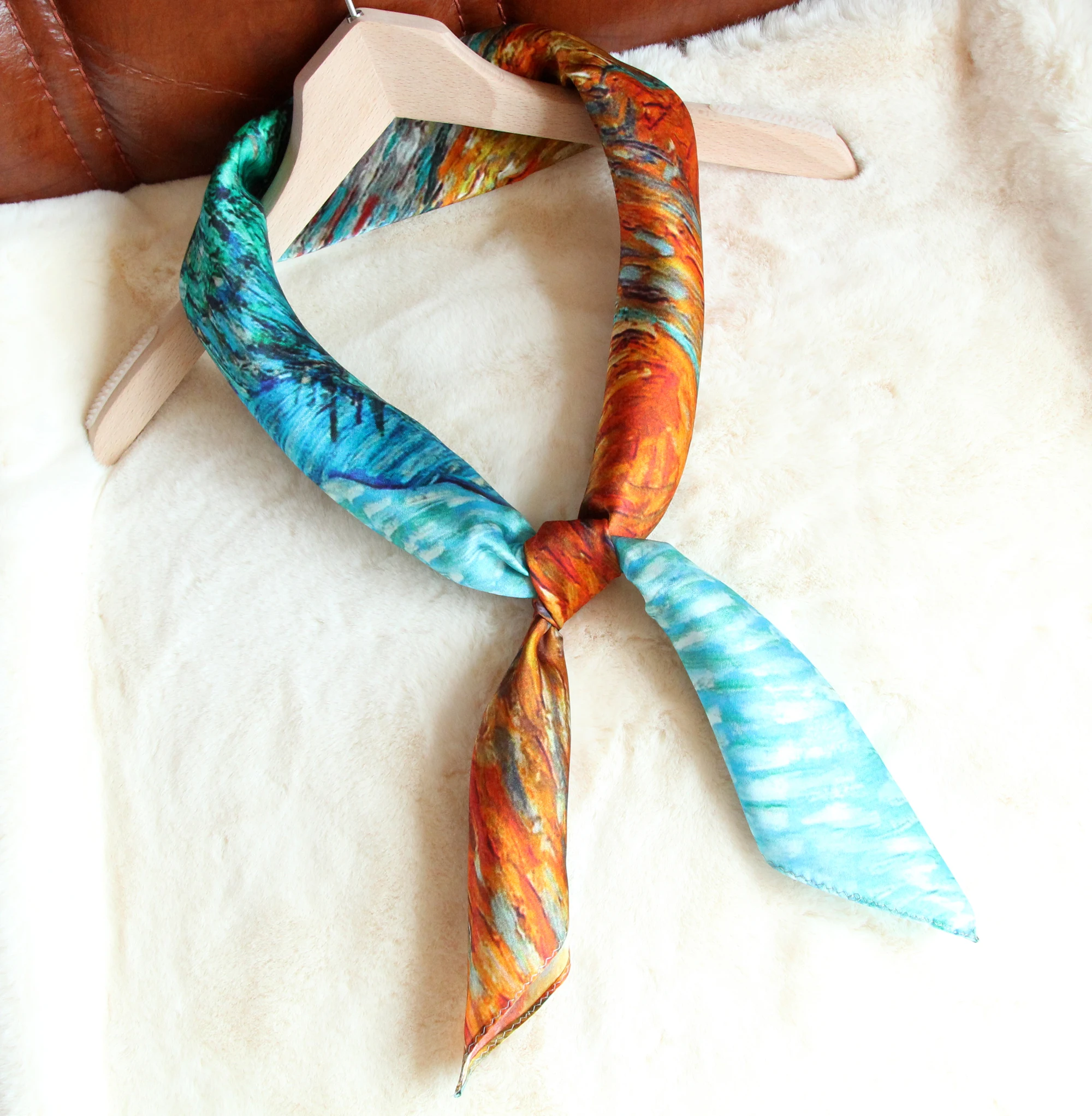 Popular silk scarf distributor for several years custom silk head scarf square bandana