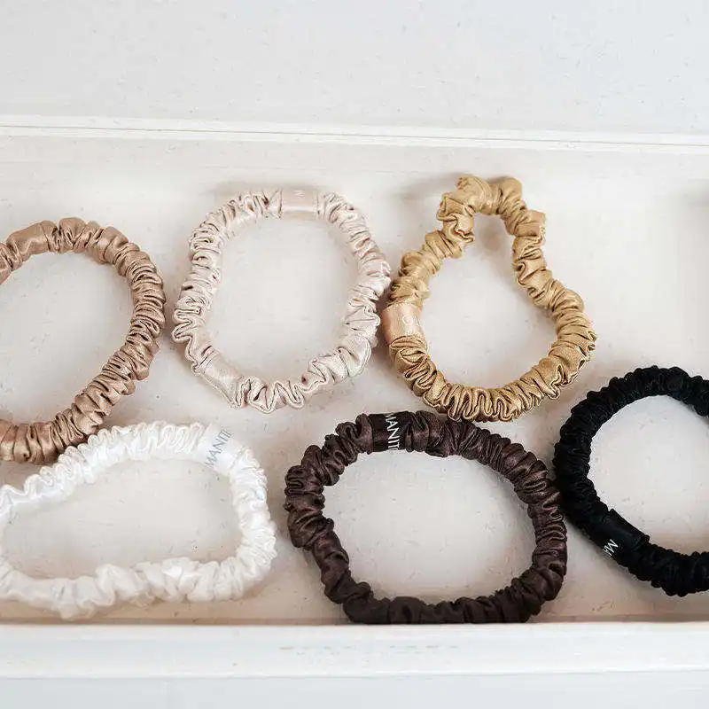 Fashion Women Accessory Bulk Elastic Hair Ties Custom Solid Satin Hair Bands Girls Wholesale Silk Hair Scrunchies