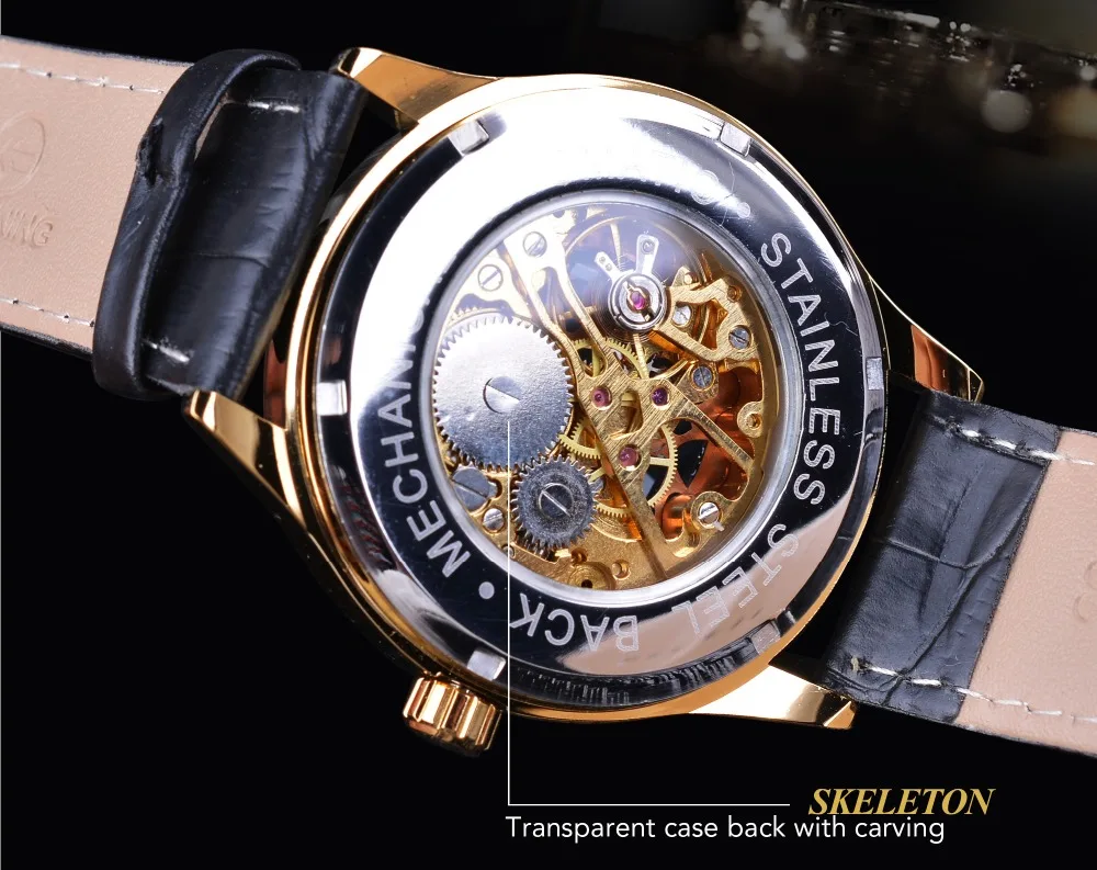 
Forsinong Golden Transparent Luxury Luminous Hands Men Watches Top Brand Luxury Mechanical Creative Business Male Skeleton Watch 