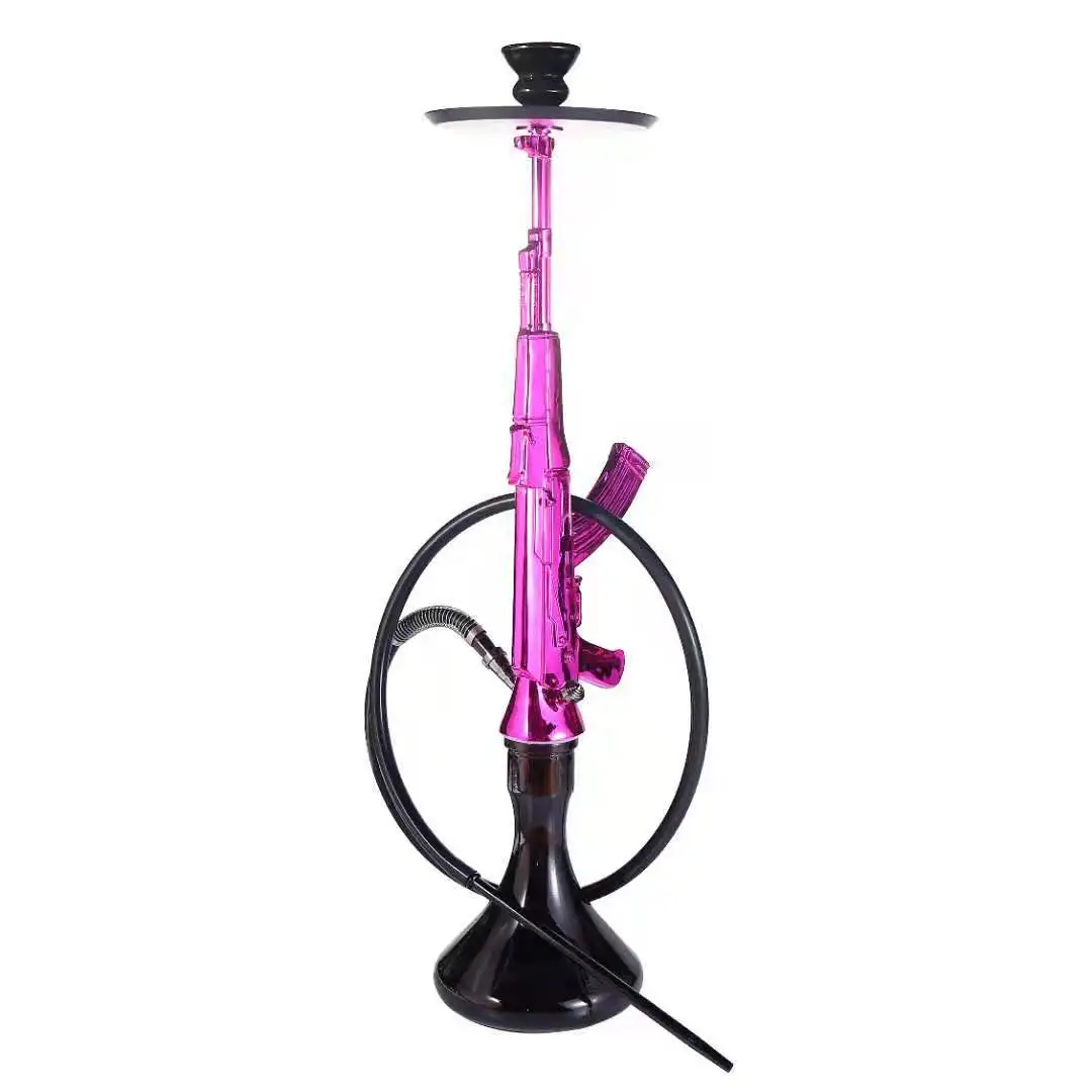 Wholesale AK 47 Hot Sale Shisha Hookah Narguile China Gun Shape Big Smoking Shisha Hukka set with silicone pipe accessories