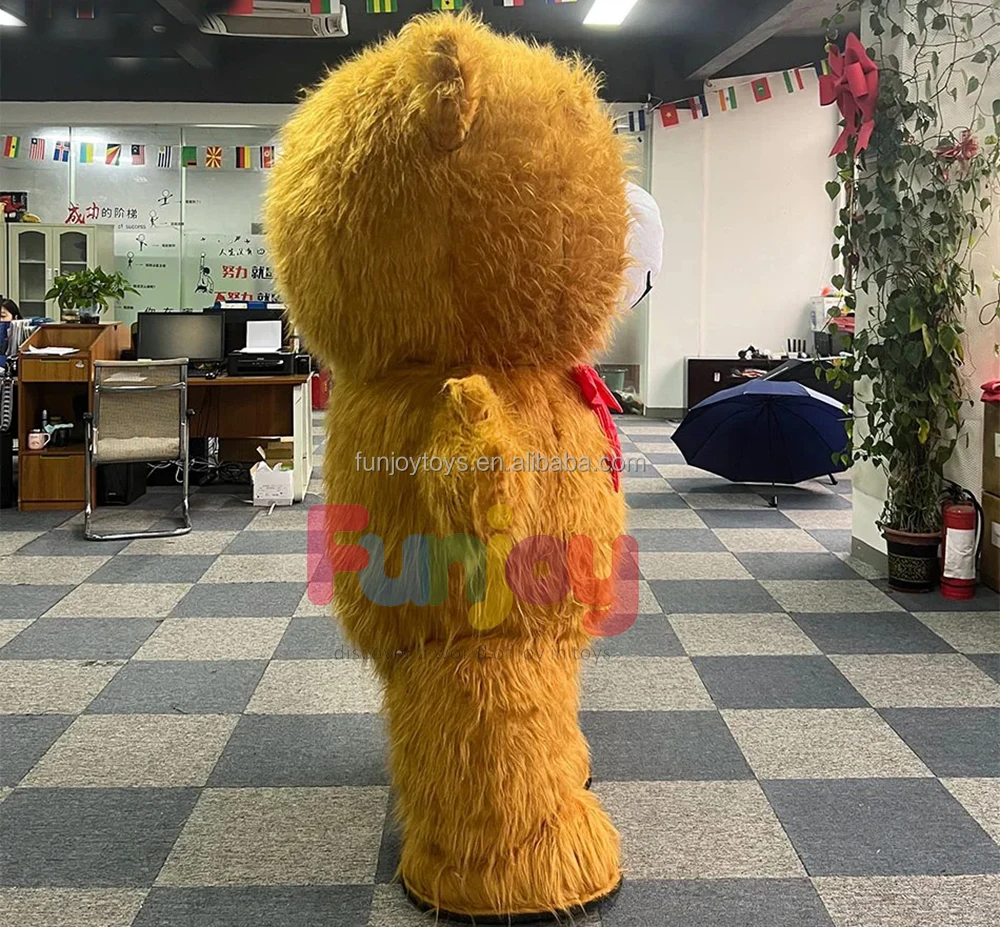 Inflatable Long Plush Teddy Bear Costume For Adult Mascot Animal Full Body Halloween Walking Suit