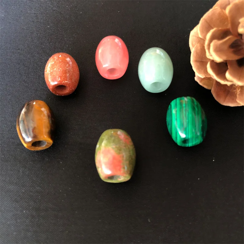 Mylulu Free Samples Wig Braid 16*18*5mm Natural Stone Big Hole Beads for Jewelry Making&Hair Braid