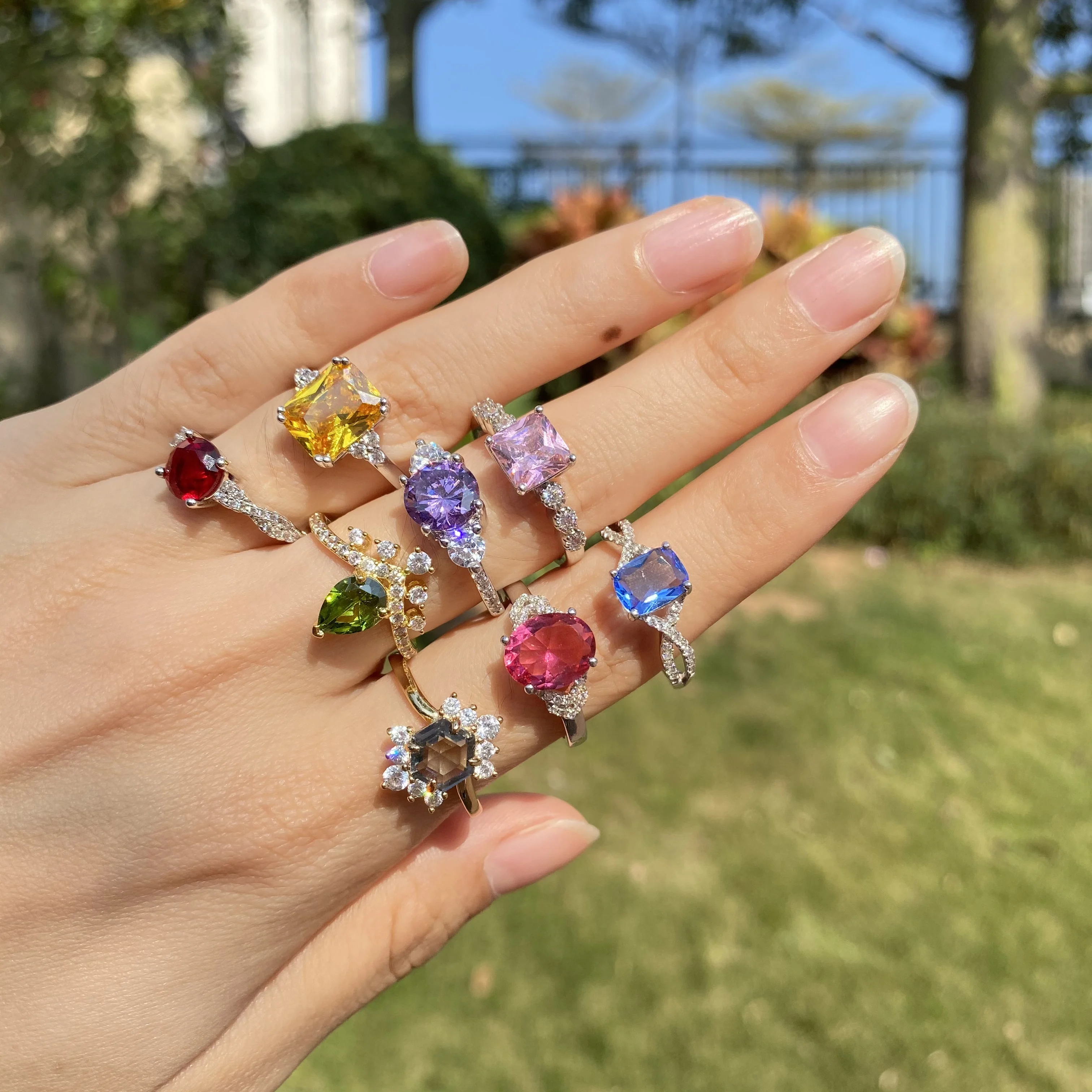 
Sevenajewelry SAR7313 Fashion jewelry sterling silver engagement rings,halo women rings opal jewelry 