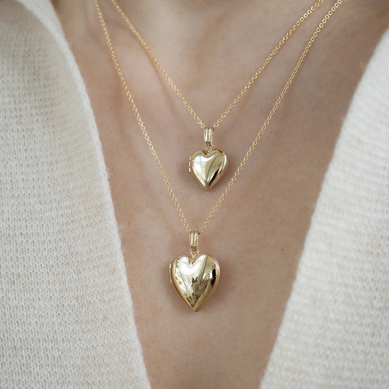 Gemnel private custom 925 sterling silver 18k gold heart locket pendant fashion jewelry necklaces