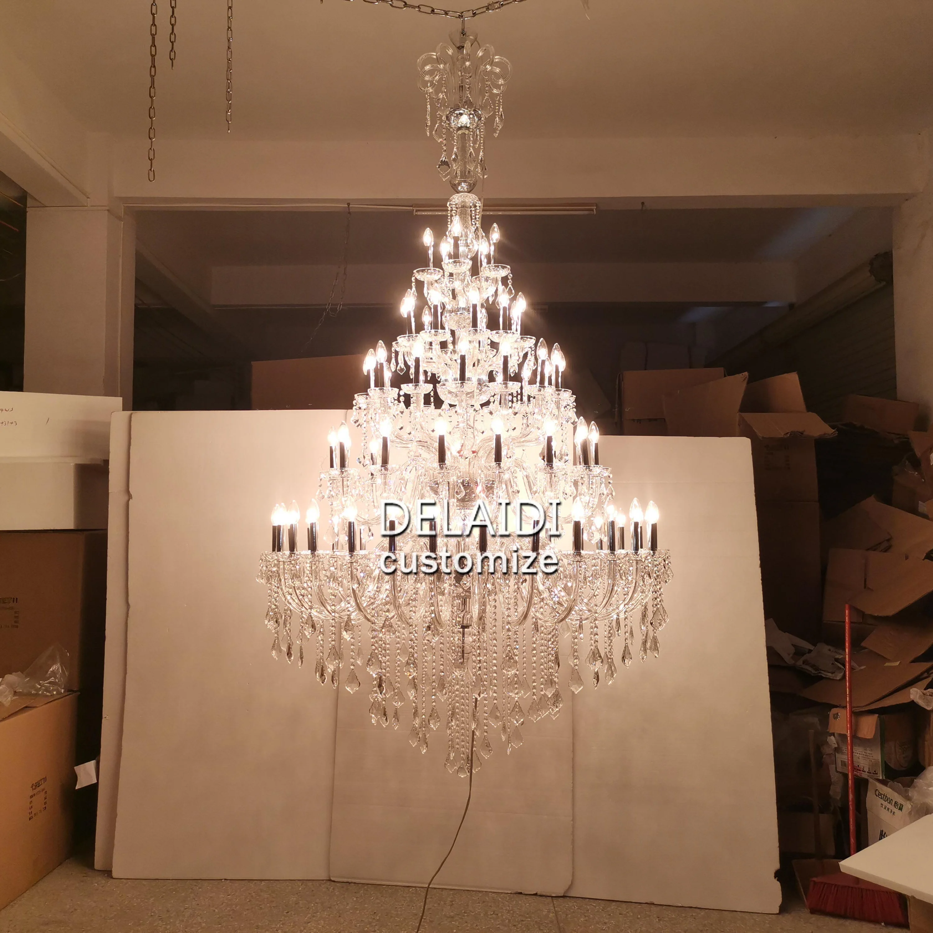 Hotel lobby large chandelier pendant lights living room lights wedding decoration crystal lamps