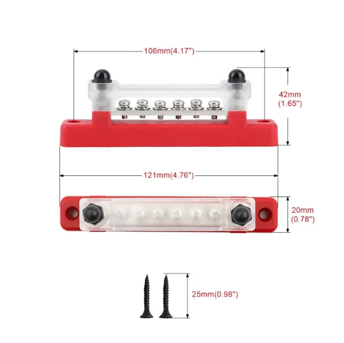M6 12V Bus Bar 1/4 inch Power Distribution Block 150A Electrical Terminal Block Buss Bar for Truck Boat Car Camper RV