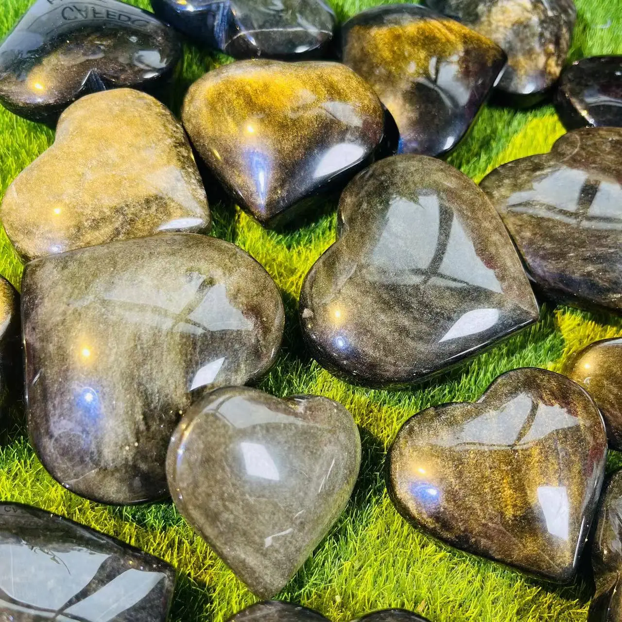 Wholesale Natural High Quality Golden Obsidian Heart Crystal Hearts  For Healing