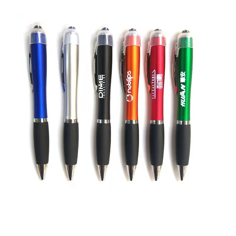 promotional multi function custom led light up touch screen laser logo pen
