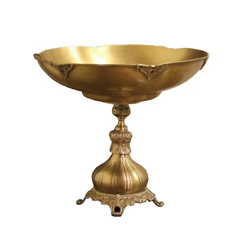 Luxury Fruit Bowl With Stand Decorative Gold Plated Custom Shape Fruit Storage Serving Brass Bowl For Home Catering Used Bowl