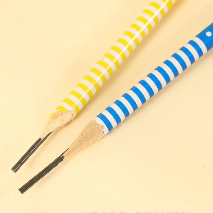 School Supplies Kawaii Erasers Pencils,Novelty Cartoon Stripes Pattern HB Pencil With Eraser for Student Sketch Drawing