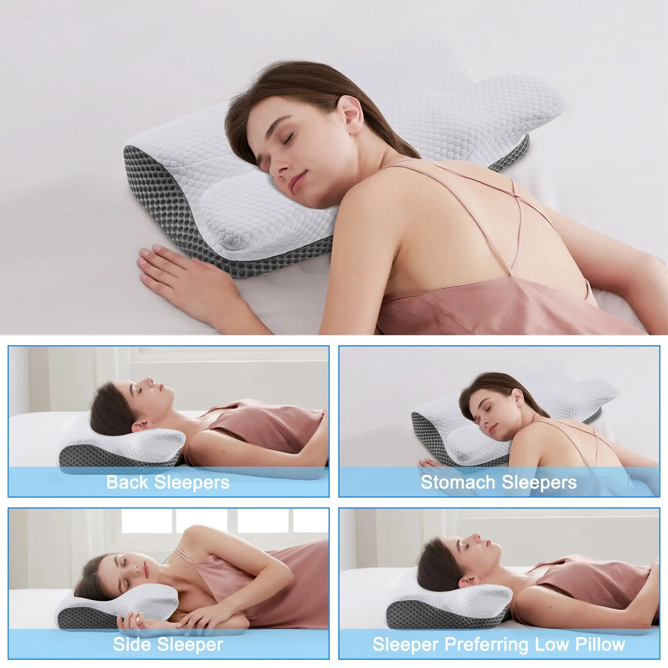 Removable Cover Cervical Neck Butterfly Pillow Orthopedic Pillow With Memory Cotton Effect Memory Foam