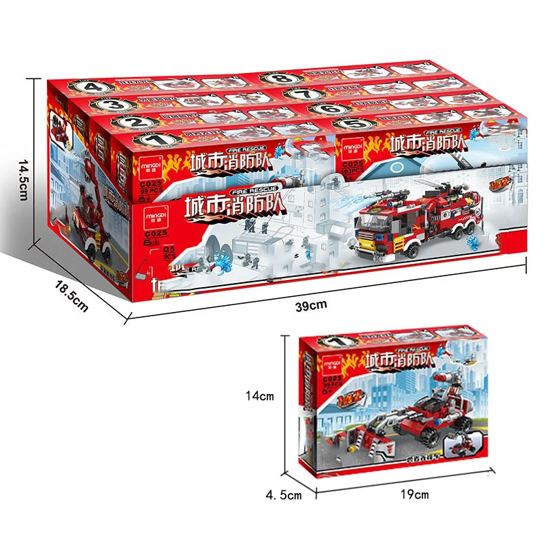 City Series Fire Truck 8 in 1 Building Blocks Toys with Small Figures DIY Assembly 805pcs Blocks Construction Toys for Kids