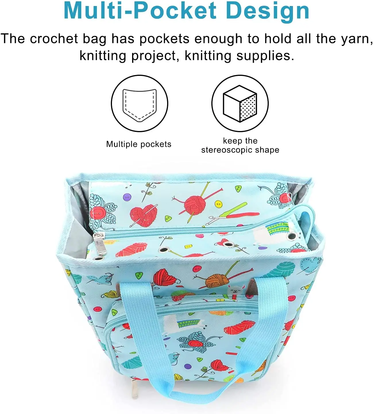 Portable Large Capacity Yarn Storage Totes Organizer crochet yarn bags for Knitting Needles