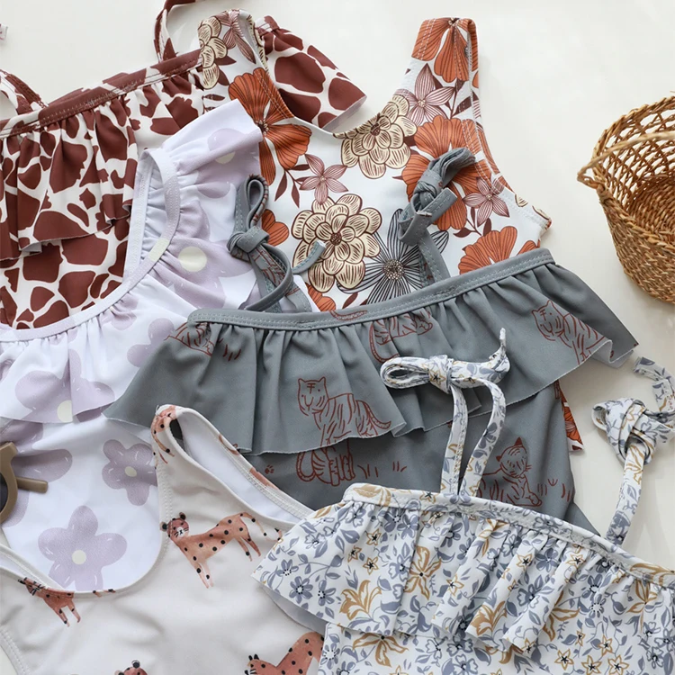 New Style Girls Swimwear Bathing Suits Baby Swimsuit Girls Ruffle Bikini Children Swimsuit Beachwear