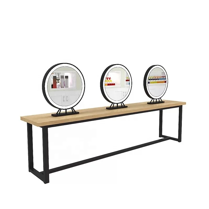 led round mirror station double sided salon styling station