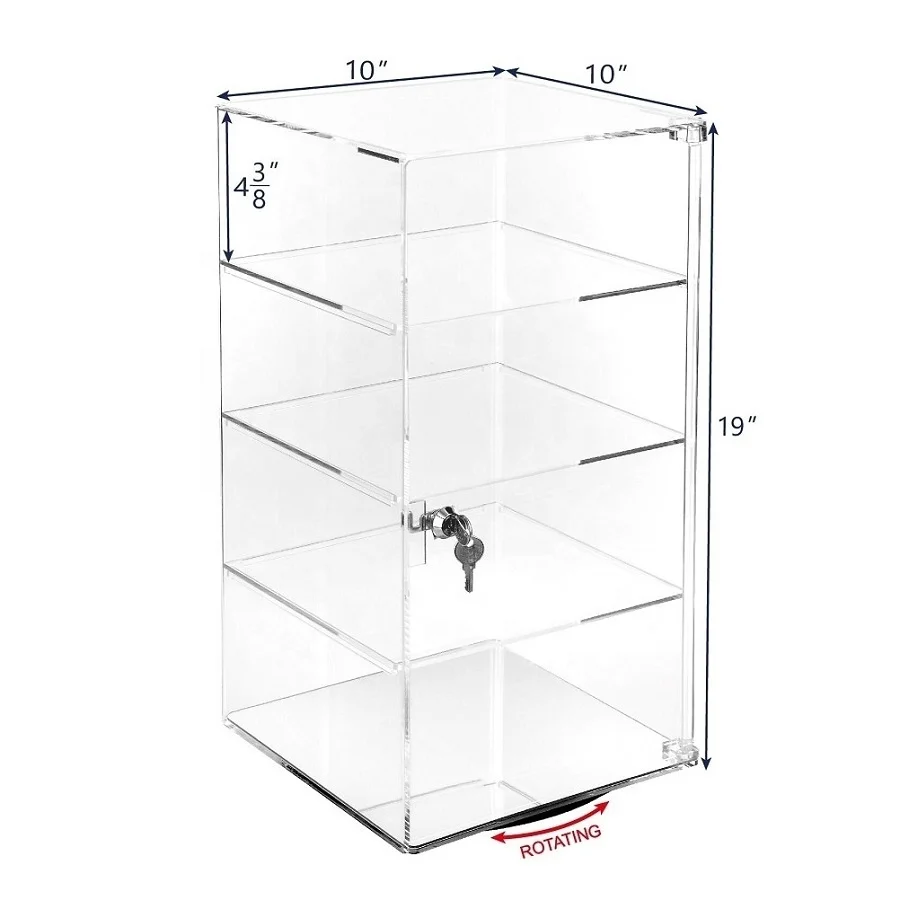 Rotatory Acrylic Display Case Cabinet with Mirror Base