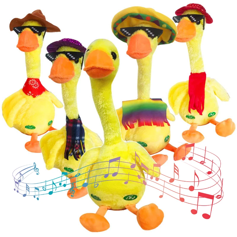 Hot Sell Stuffed Plush Toys Saxophone Dancing Talking Cactus Toy Electric 120 Songs Singing Plush Duck Toy