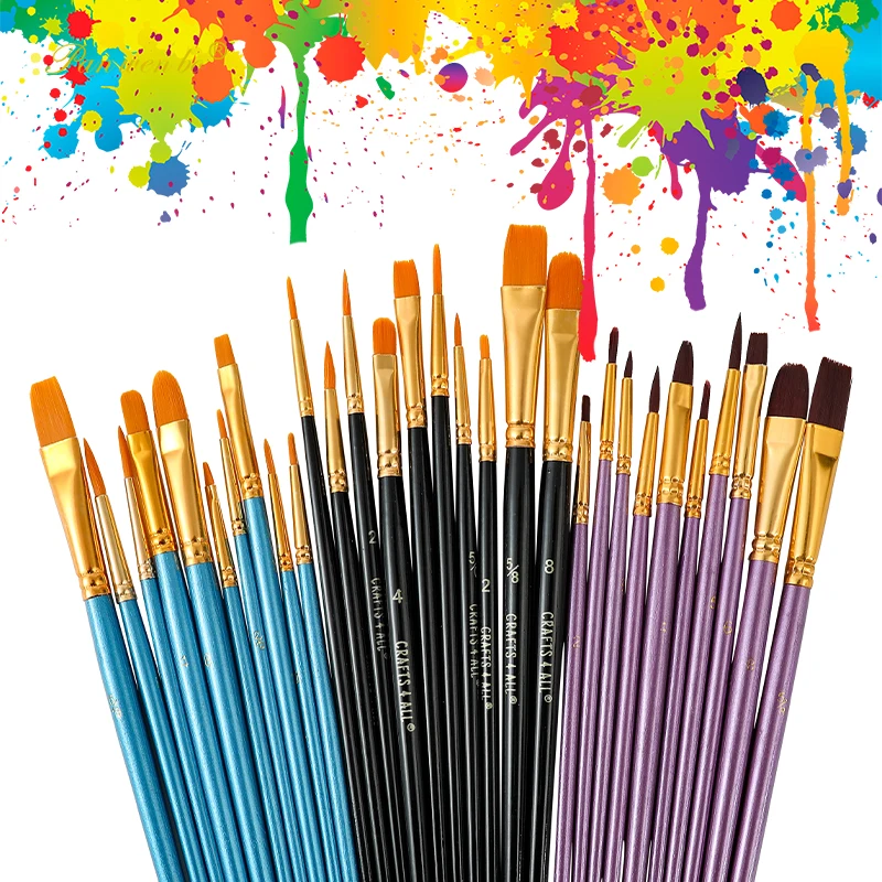 2023 hot sale 10 nylon bristle brushes custom package painting brush set for artist students