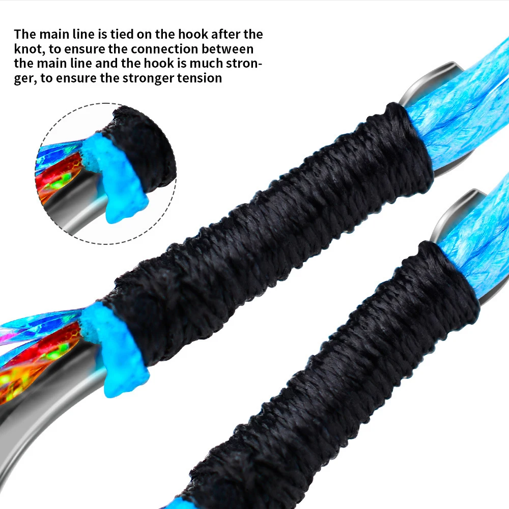 11#-17# Bulk High Carbon Steel Saltwater Fishing Hooks Tied Bright Wire Black / Silver Feather Jig Hook