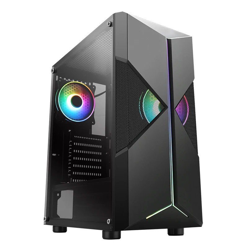 SAMA glow in dark computer case with ARGB light gaming pc RGB pc cabinet case glass case