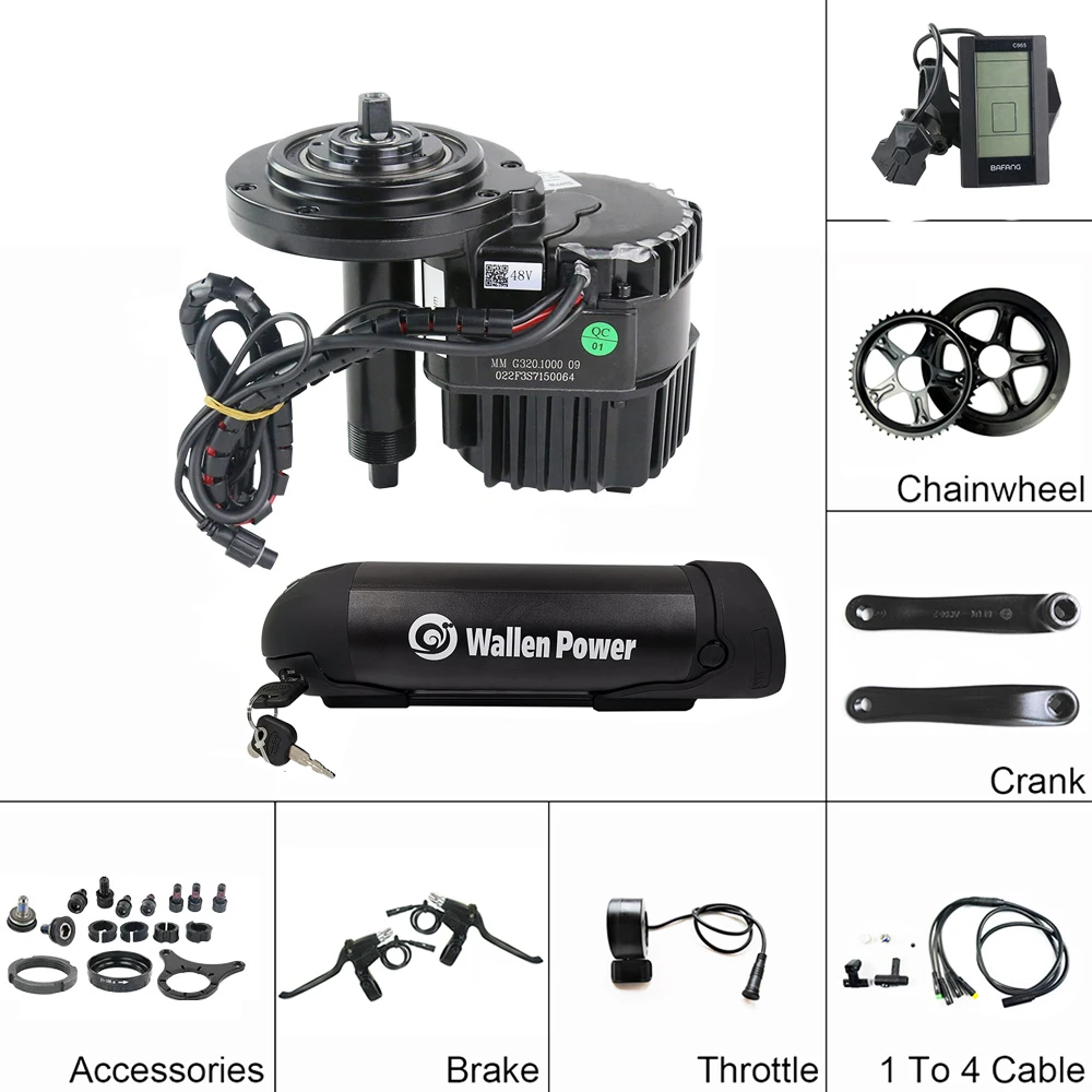 Electricv bike battery conversion kits 250W 350W 1000 watt motor for bafang mid drive motor