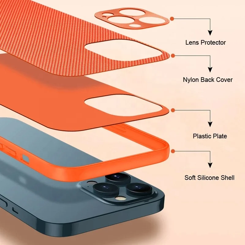 Luxury Nylon Cloth Fabric phone Case For iPhone 14 13 12 11 Pro Max Mini XR XS X R Soft Bumper Shield Hard Full Cover
